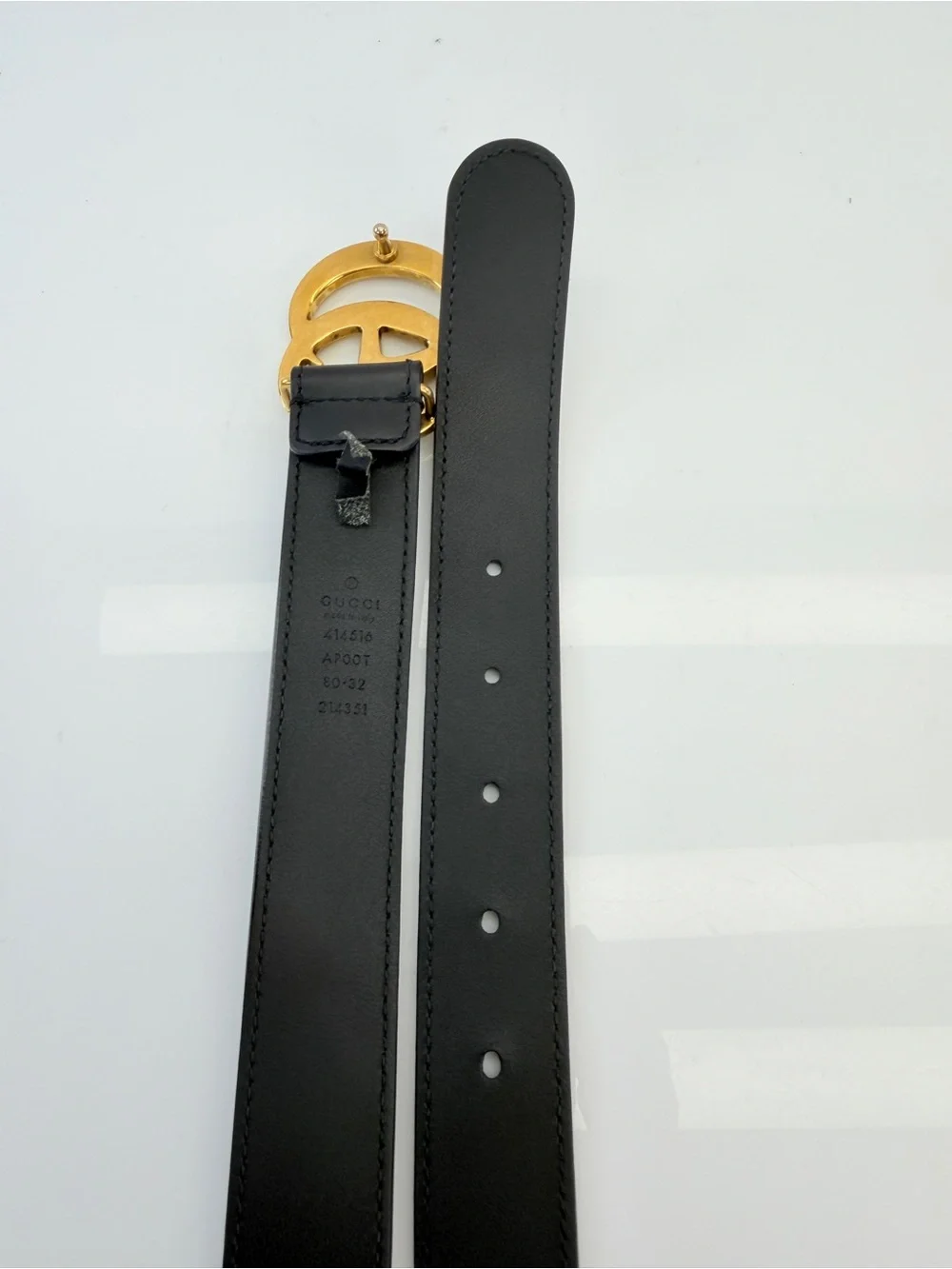Gucci Slim Leather Marmont Gg Double Belt Black 80/32” 414516